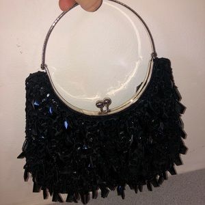 Black Beaded Small Evening Bag